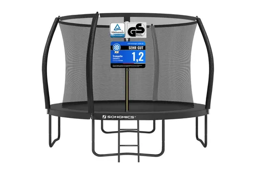SONGMICS Gartentrampolin Ø 305 cm mit Leiter, Netz und Abdeckung - Erleben Sie stundenlangen Spaß mit dem SONGMICS Trampolin! Sicheres Springen dank innenliegendem Netz und stabiler Bauweise. Ideal für aktive Familienmomente im eigenen Garten.