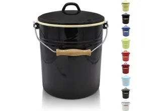 Krüger Mülleimer 10 l - Robuster Mülleimer aus Stahlemaille in Schwarz - Haushaltszubehör, 10 l Fassungsvermögen, langlebig und stilvoll für jeden Raum geeignet.
