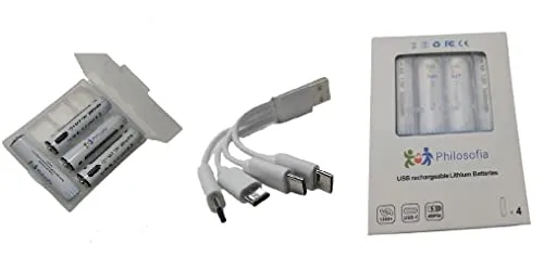 8X USB-AAA Micro Li-Ionen Akkus 2800mWh 1.5V inkl. 4er Typ-C Kabel Schnellladung in nur 45 Min. + Premium Akkuboxen in Originalverpackung 8 Stück