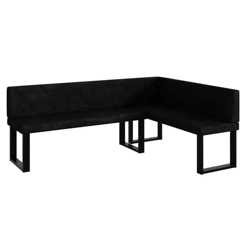 MEBLINI Eckbank für Esszimmer - Küchenbank - Essecke - Sitzecke Küche - ERIC - U-Beine 142x196x87cm Rechts - Graphit Samt