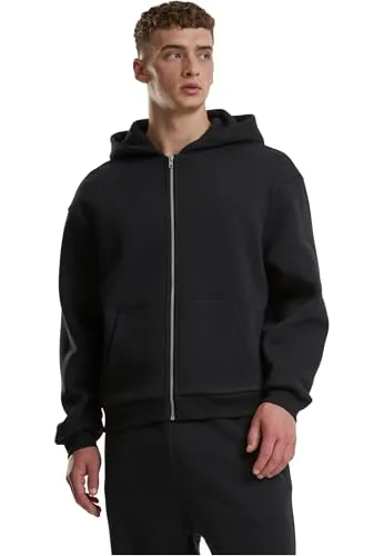 Urban Classics Fluffy Zip Hoody Kapuzenjacke schwarz - Größe M - Herren-Sweatjacken mit schwerem Sweatgewebe (330 g/m2) und weicher Innenseite für optimalen Komfort. Ideal für den täglichen Einsatz mit geräumigen Taschen und elastischen Rippstrickbündchen.
