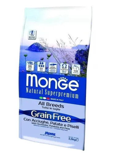 Monge Hund Grain Free Alle Rassen Sardellen Kartoffeln Und Erbsen 2,5 Kg