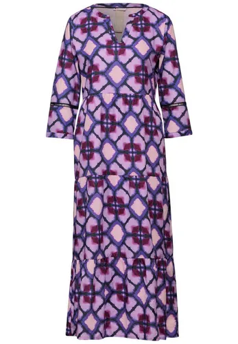 Street One Damen Tunika Kleid mit Print - Freizeitkleider für Damen, aus leichter Baumwolle mit luftiger Stickerei und geschlitztem Rundhals für einen femininen Look.