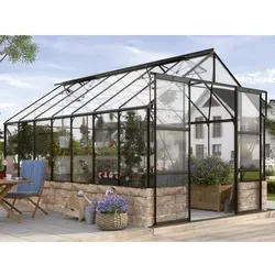 Gewächshaus Cassandra 11500 ESG 3 mm Schwarz inkl. Sockel Siola Sandstein