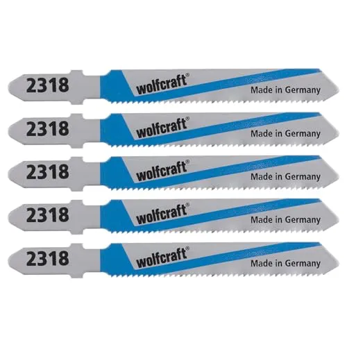 Wolfcraft Stichsägeblatt T-Schaft für Blech und NE-Metalle, HSS, feiner Schnitt, 5 Stück, 2654000