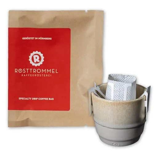 RÖSTTROMMEL Drip-Bag - Premium Kaffee für Unterwegs - Geröstete Kaffeebohnen in praktischen Drip-Bags, ideal für frischen Kaffee unterwegs - die perfekte Alternative zu Instant Kaffee, direkt aus der ausgezeichneten Rösterei.