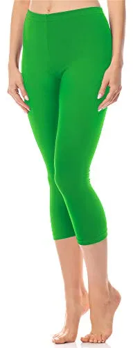 Antié Damen Leggings 3/4 aus Baumwolle AN60-101(Grün,M)