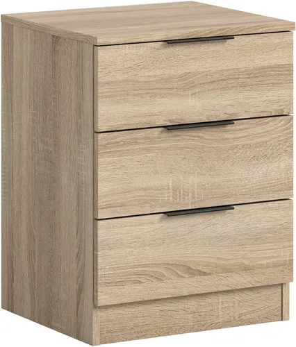 Home affaire Nachtkommode Skarde, 45 cm Breite, Sonoma Eiche NB mit 3 Schubkästen