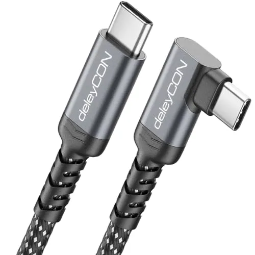deleyCON 1,5m USB-C Kabel 240W 90° gewinkelt USB-C auf USB-C