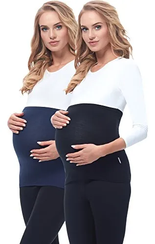 Be Mammy Damen Bauchband 169 2er Pack (Schwarz/Dunkelblau, 36/38)