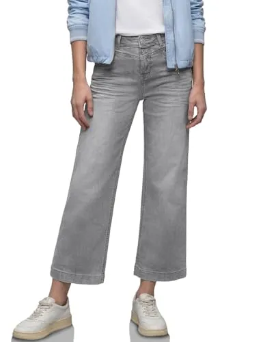 Street One High Waist Wide Leg Jeans Light Grey