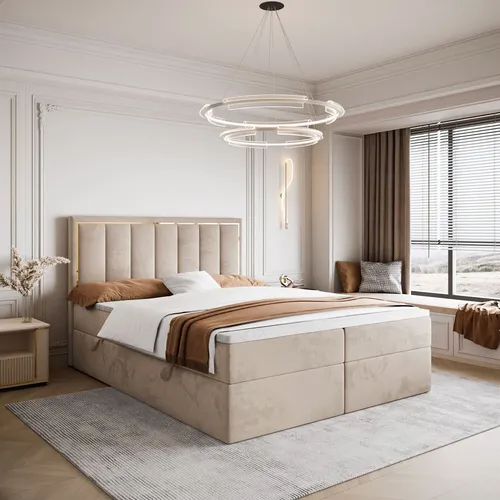 Kontinentalbett AURELIA 180x200 mit Topper und Stauraum in gold von Lookway