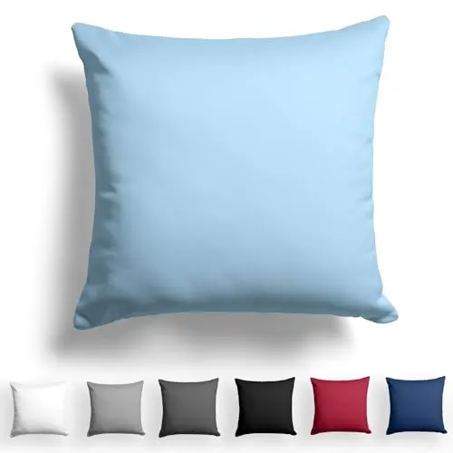 Alreya Mako Satin Kissenbezug 60 x 60 cm - 100% Baumwolle mit Reißverschluss, Superweicher Kopfkissenbezug, Kissenhülle, Oeko-TEX® Standard Zertifiziert, Hellblau, nur Kissenbezug