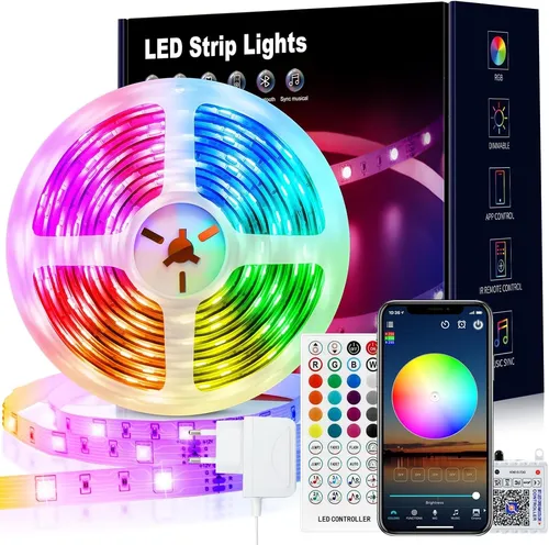 LED Strip 10m RGB Bluetooth mit App Fernbedienung - Bunte 10m LED Lichterkette für kreative Lichtgestaltungen. Mit App-Steuerung und Musik-Synchronisation für ein einzigartiges Ambiente. Ideal für Partys und stimmungsvolle Dekoration.