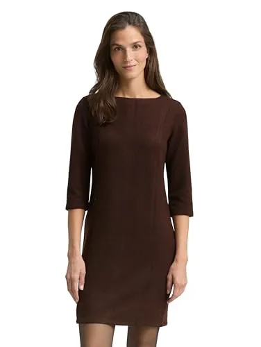 TOM TAILOR Damen Kleid - Meliertes Freizeitkleid - Freizeitkleid für Damen mit 3/4-Arm und U-Boot-Ausschnitt, aus fließendem Single-Jersey-Stoff für hohen Tragekomfort. Ideal für den Alltag und besondere Anlässe.