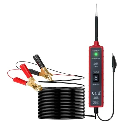 ZKTOOL 6-24V Kfz Stromkreistester, Elektroprüfer mit Stromkreissonde, Durchgangsprüfer, Stromprüfer, Spannungsprüfer für Prüflampe Polaritätstest Leerlauftest Diodentest Erdungstest, Leistungsmesser