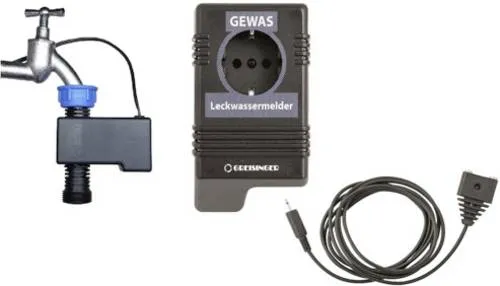 Greisinger GEWAS191-NV Wassermelder mit externem Sensor - Zuverlässiger Leckwassermelder mit Maschinenabschaltung, ideal für die Überwachung von Geräten mit Wasseranschluss. Alarmauslösung bereits bei 0,5mm Wasserfilm.