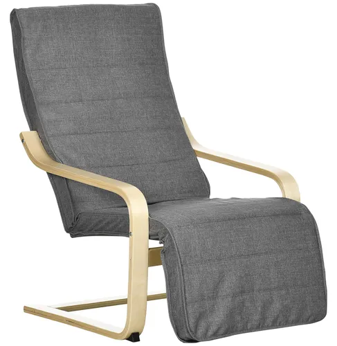 Akzentsessel Relaxsessel mit verstellbarem Fußteil und Birkenholzrahmen