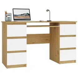 Schreibtisch Kuba KUBA Eiche handwerklich weiß - Weiß