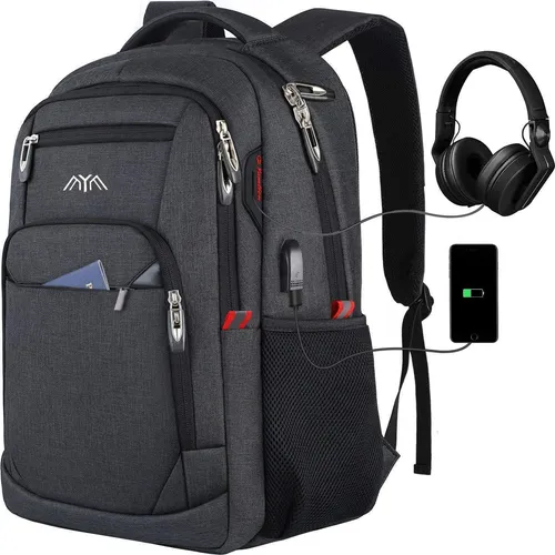 YAMTION Herren Rucksack 17.3 Zoll Laptop Business Daypack Schwarz
