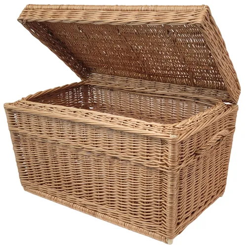 Weidentruhe 60cm - Handgefertigte Truhe mit aufklappbarem Deckel - Aufbewahrung & Organisation: Massivholz-Truhe, ideal für Badezimmer, bietet stilvolle und praktische Aufbewahrungslösungen für Ihr Zuhause.