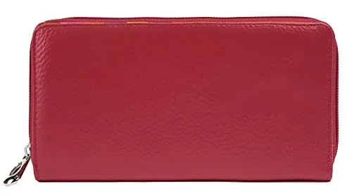 Samantha Look große Geldbörse im Querformat - Echt Leder Damen Brieftasche - Damen-Geldbörse aus 100 % echtem Rindleder, mit 15 Kartenfächern und sicherem Reißverschluss-Münzfach für optimale Organisation und Schutz Ihrer Wertsachen.