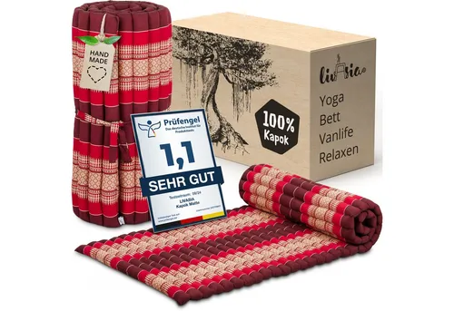 Reisebett-Matratzen Rollmatte 75 cm breit, vegan und handgefertigt, 200x75x4,5cm, livasia, 4.5 cm hoch, Kapok