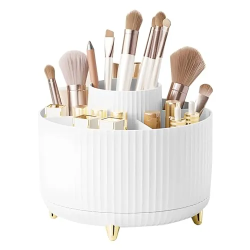 Maxentico Schminktisch Organizer - 360° drehbarer Kosmetikorganizer - Kosmetikorganiser aus langlebigem ABS-Material, bietet 360° Drehfunktion für einfachen Zugriff. Ideal für ein aufgeräumtes Bad oder Schlafzimmer.