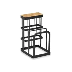 Zeller Messerblock, mit Brettchenständer, aus Metall/Bambus 27455 , Maße (L x B x H): 12 x 14 x 22 cm