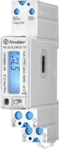 FIN 7M.24 0110 - Multifunktionaler Energiezähler mit LCD - Energiezähler für präzise Verbrauchsanalyse, MID-zertifiziert mit LCD-Anzeige, NFC und IR-Schnittstellen, ideal für effizientes Energiemanagement.