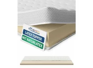 AM Qualitätsmatratzen Premium Latex-Topper 80x200 cm - Matratzenauflagen, 6 cm Höhe für optimale Druckentlastung und erholsamen Schlaf, mit atmungsaktivem Bezug für ein ideales Schlafklima.