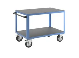 eurokraft pro Montagewagen, Tragfähigkeit 1000 kg, 2 Ladeflächen aus Siebdruckplatten, Ladefläche 1250 x 800 mm, Gestell lichtblau