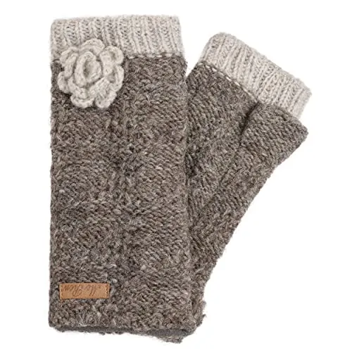 McRon Damen Gestrickte Pulswärmer Lana Naturbraun