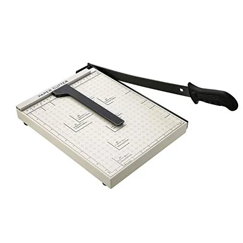 A4 Papierschneider Profi, Hebelschneider 47cm, Metall Schneidegerät 32x25x3cm, Rollenschneider Fotoschneider für Schule & Büro, Weiß
