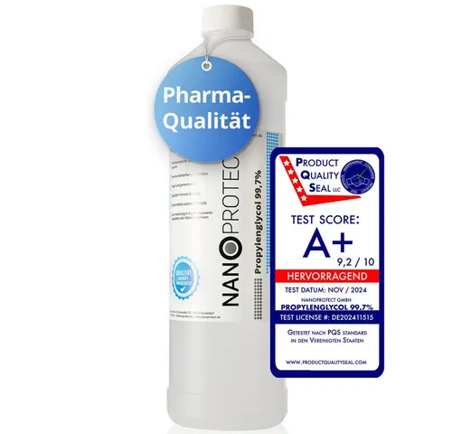 Nanoprotect Trinkwasser-Frostschutz Propylenglycol 99,7%, 1 kg, Lebensmittelqualität E1520, Pharma- und Lebensmittelqualität E1520