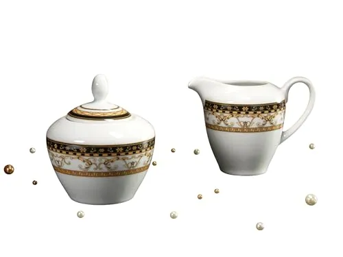 Creatable 15090 Majestosa Milch- & Zuckerset 2-teilig - Milch- & Zuckerset aus hochwertigem Porzellan im eleganten Mandala Stil, spülmaschinen- und mikrowellengeeignet – ideal für besondere Anlässe!