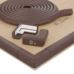 Hoffenbach Kantenschutz Set aus Schaumstoff, braun - Kindersicherungen für ein sicheres Zuhause: Selbstklebender Eck- und Fingerschutz aus schadstoffgeprüftem, weichem Schaumstoff für optimalen Schutz. Innovatives 3M Klebeband sorgt für bombenfesten Halt.