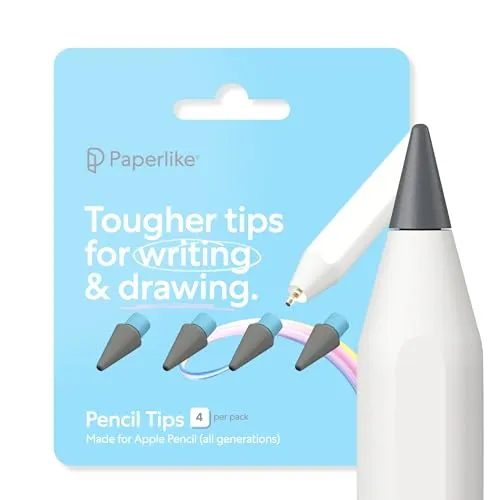 Paperlike Pencil Tips (4X) für Apple Pencil - Ersatzteile & Zubehör für Eingabestifte, extrem langlebig mit 10x längerer Haltbarkeit und mehr Kontrolle auf Bildschirmfolien für ein authentisches Schreibgefühl.