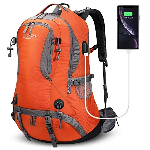 G4Free Wanderrucksack Wasserdicht 50L Wanderrucksack mit Regenhülle Bergsteigen Reisen Camping Trekking Outdoor Sport für Herren Damen, Orange, L, Rucksack Backpacks