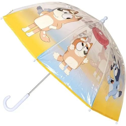 Bluey's Bubble-Regenschirm - Manuelles Öffnen - Bedruckt mit den Charakteren der Serie - Hergestellt aus 100% POE mit Fiberglasstruktur - Originalprodukt, entwickelt in Spanien