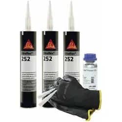 Sikaflex 252 Weiß 3x 300ml Klebstoff Mit Primer 215 - Für Die Verklebung Von Stahl Und Aluminium Mit 5 Düsenspitzen