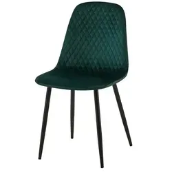 CLP Esszimmerstuhl Giverny Samt - Gepolsterter Stoffstuhl in Grün - Eleganter Esszimmerstuhl mit hohem Sitzkomfort und Ziernähten, bis 150 kg belastbar. Ideal für stundenlanges Verweilen, ausgestattet mit Bodenschonern für Ihren Boden.