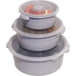 Mikrowellentöpfe 3er Set Mikrowellengeschirr Topf Töpfe Geschirr Kasserolle rund