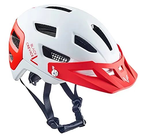 Black Crevice MTB Fahrradhelm, White/red, S/M (54-58cm) - Sicherer Schutz für Mountainbiker - Fahrradhelme mit optimaler Anpassung, atmungsaktiver Polsterung und robustem Design für höchsten Tragekomfort und Sicherheit beim Mountainbiken.