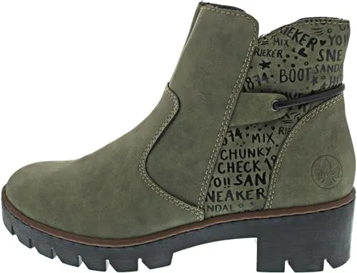 Rieker Damen Stiefel in Grün, Größe 38 EU - Wanderschuhe für den Winter, mit 48 cm Absatzhöhe und praktischem Reißverschluss für einfachen Einstieg.