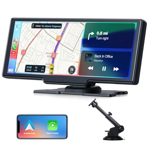 Volam Wireless Carplay Android Auto Display mit 9,26 Zoll Touchscreen, Mirror Link, Live-Navigation, Musikspielen, Siri, Google-Assistent, Bluetooth 5,0, AUX, FM