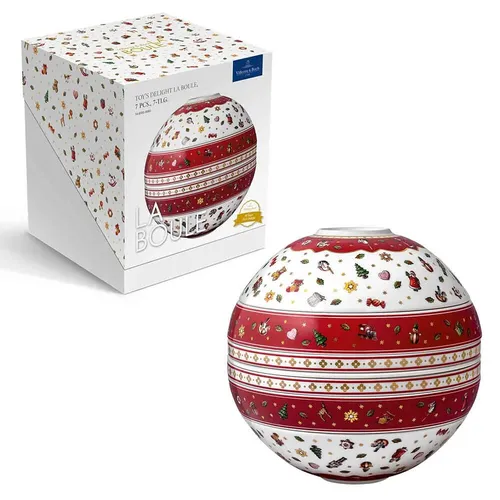 Villeroy Boch Toy S Delight La Boule - 7-teiliges Geschirrset für zwei, aus Premium Porzellan, weihnachtliches Design und nostalgischer Charme
