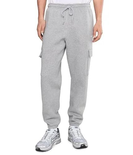 Nike Herren M Nk Club Bb Cargo Pants, Dk Grey Heather/Lt Smoke Grey, XS EU - Bequeme Cargo-Hose aus weichem Fleece für optimalen Tragekomfort. Mit praktischen Taschen und elastischem Bund für einen lässigen Look. Ideal für Freizeit und Alltag.