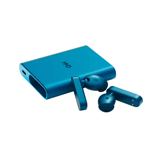 HMD Amped Buds In Ear Kopfhörer - Kopfhörer in Cyan, kabellos und spritzwassergeschützt (IP54) – ideal für aktive Nutzer mit bis zu 4.9 Stunden Akkulaufzeit.