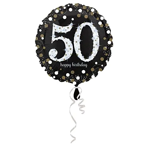 Sparkling Birthday 50 - Standard Circle in schwarz von Amscan